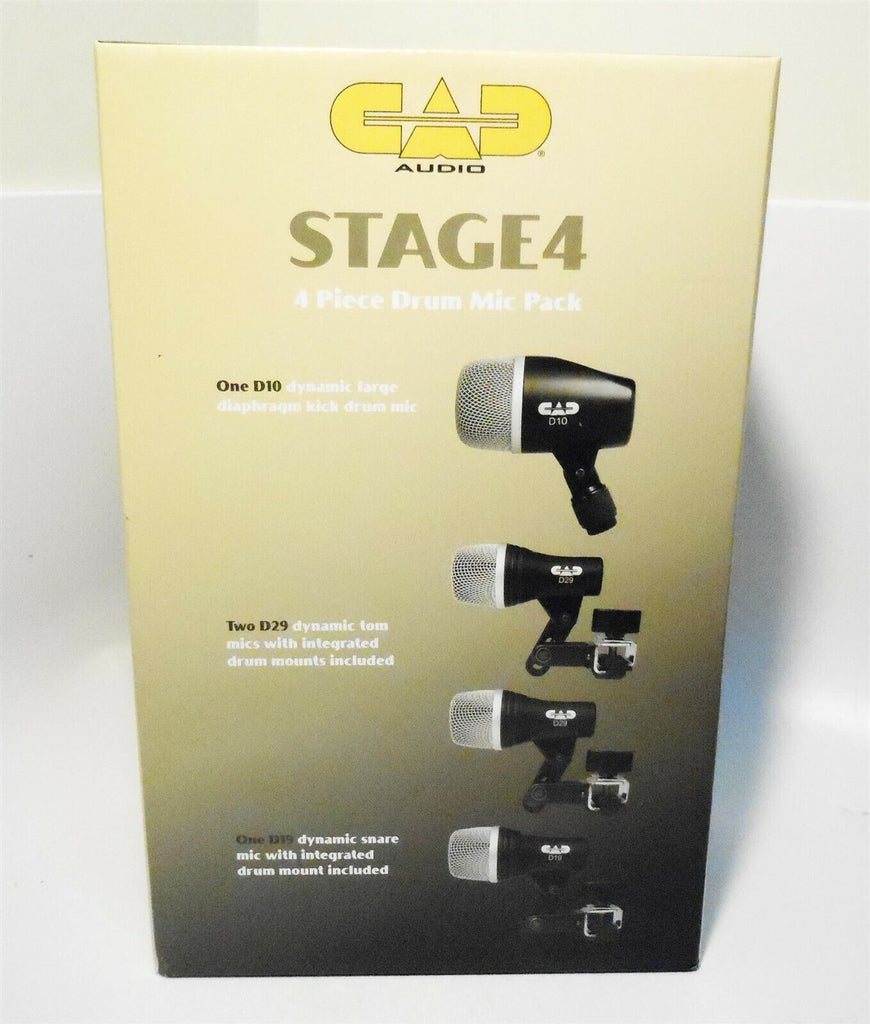 CAD Audio Stage4 4-Piece Drum Microphone Bundle with 3 Tripod Mic Stands & 4 XLR Cables