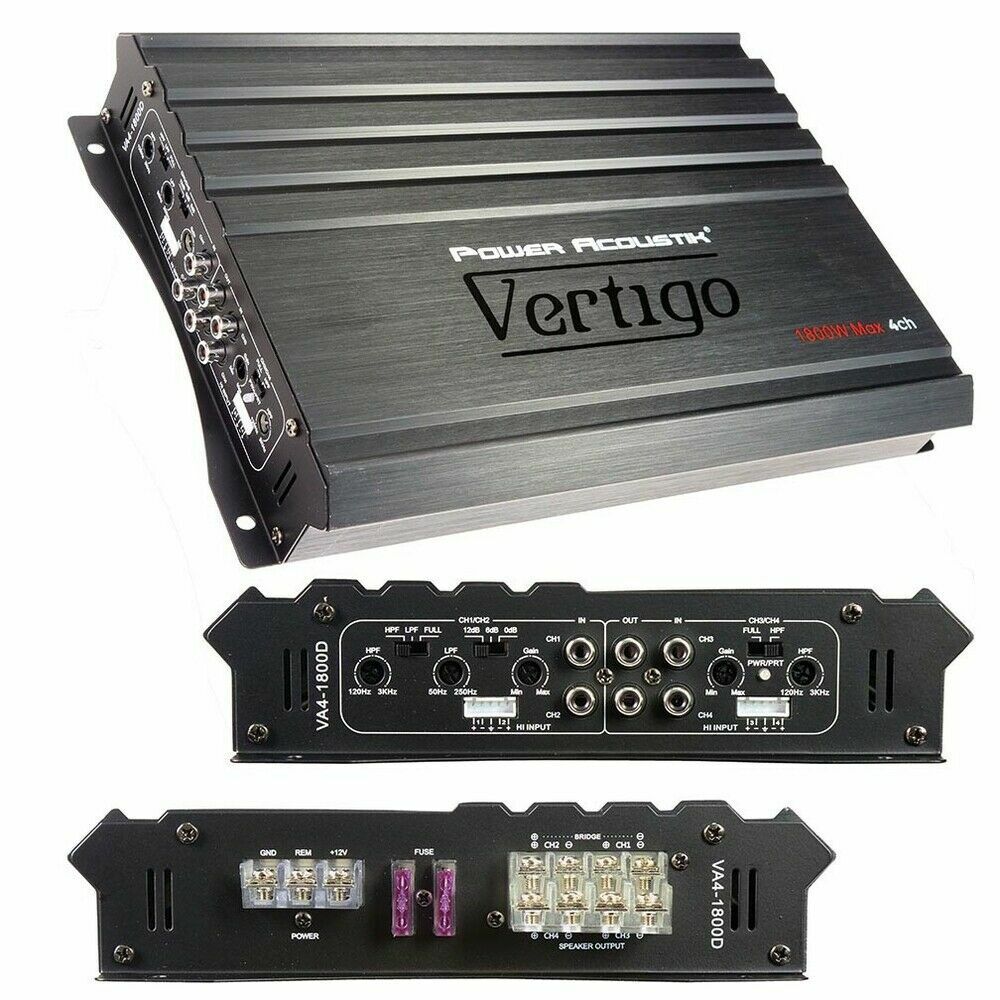 Power Acoustik VA4-1800D Vertigo Series 4Ch Full Range Amplifier