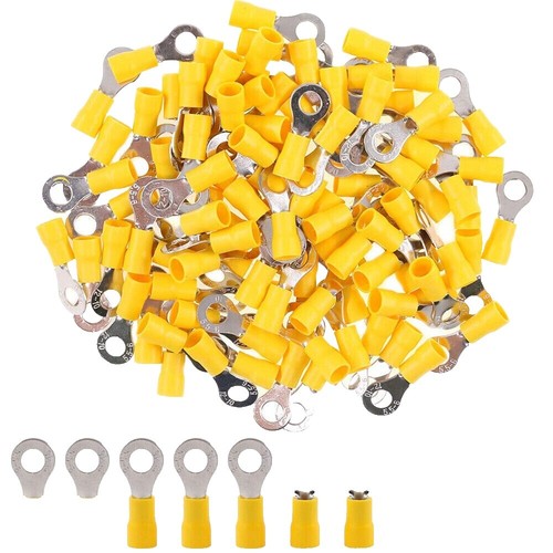 Install Bay YNRT10 Yellow Nylon Ring Terminal 12-10 Gauge #10 - Package of 100