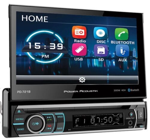 Power Acoustik PD-721B 7″ Single-DIN Motorized Touchscreen w/DVD/CD & Bluetooth