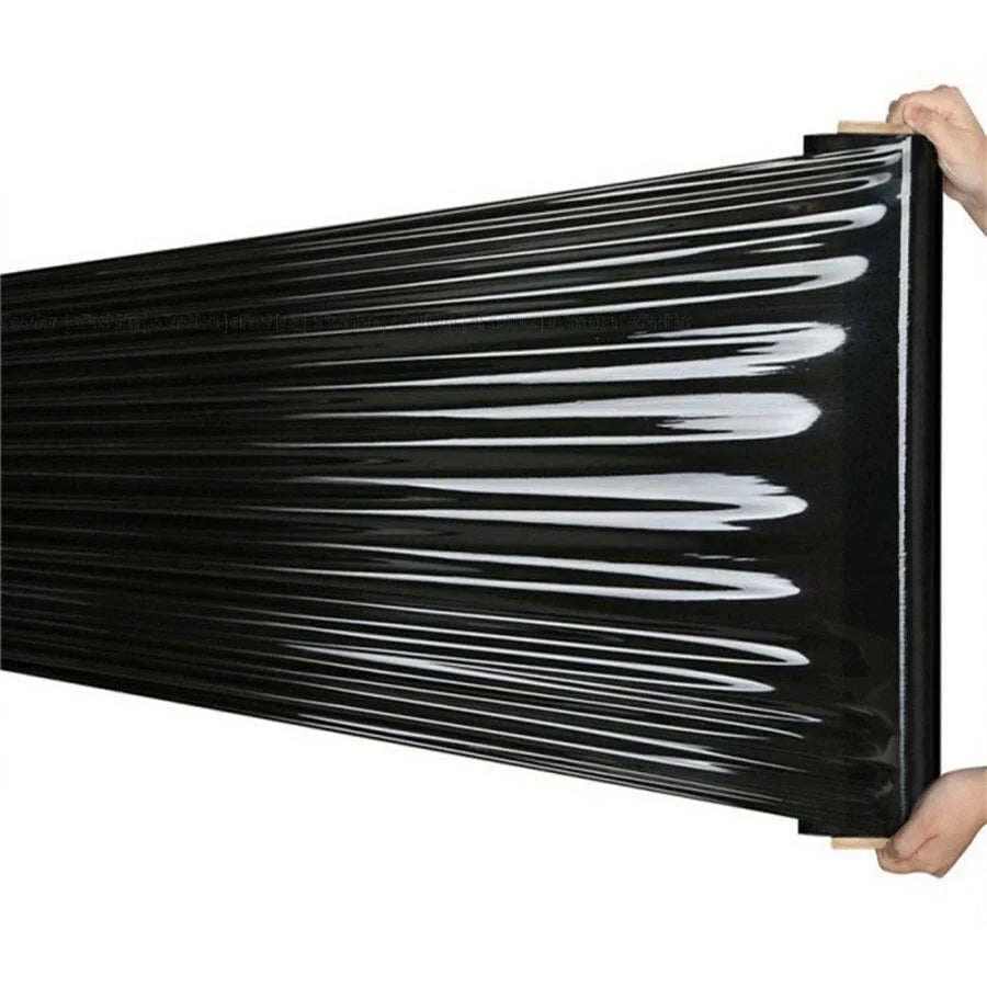 4Rolls 80 Gauge Black Stretch Film Shrink Pallet Wrap 18" X 1500 SQFT Heavy Duty