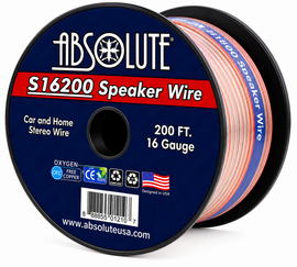 Absolute USA S16G200 16 Gauge 200 Feet Clear 2-Conductor Speaker Wire