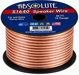 Absolute USA S16G40 16 Gauge 40 Feet Clear 2-Conductor Speaker Wire