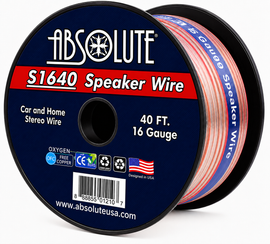 Absolute USA S16G40 16 Gauge 40 Feet Clear 2-Conductor Speaker Wire