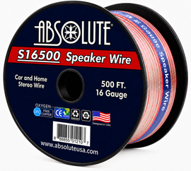 Absolute USA S16G500 16 Gauge 500 Feet Clear 2-Conductor Speaker Wire