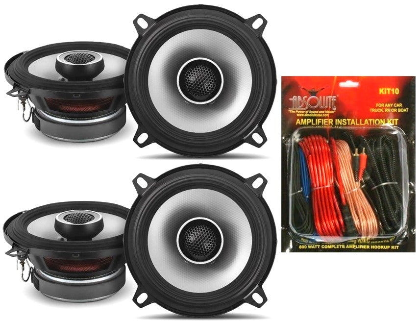 2 Pair Alpine S2-S50 - Next-Generation S-Series 5.25" Coaxial Speaker Set & KIT10 Installation AMP Kit