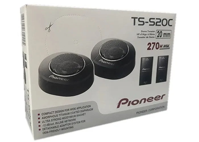 Pioneer TS-S20C 3/4" 270W Car Audio Component Dome Tweeter Crossover Speaker