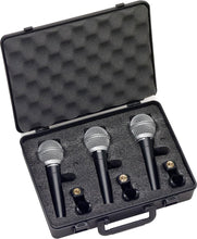 Charger l&#39;image dans la galerie, Samson R21 3-Pack Dynamic Vocal Cardioid Handheld Microphones+Mic Clips+Case