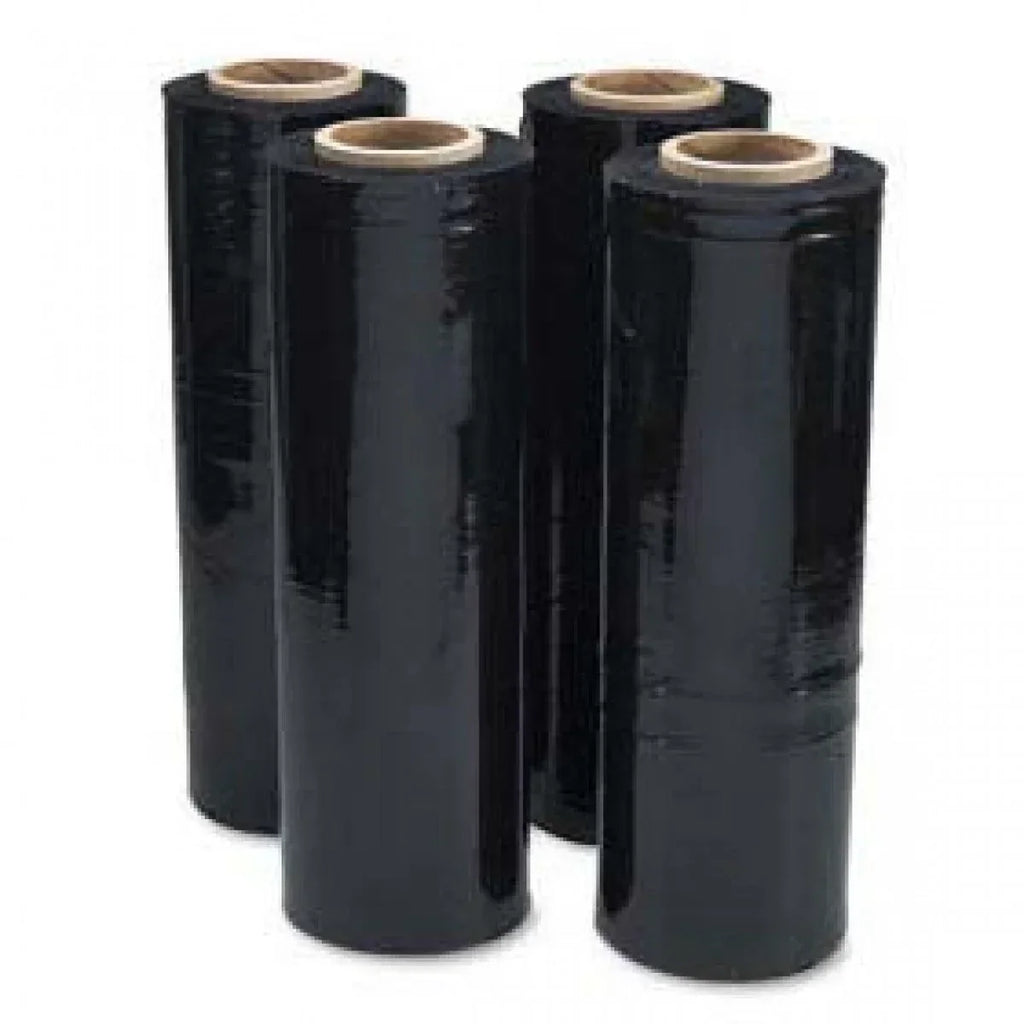 4Rolls 80 Gauge Black Stretch Film Shrink Pallet Wrap 18" X 1500 SQFT Heavy Duty