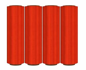 Absolute SW184RD 4 Rolls Red Hand Stretch Plastic Film Pallet Shrink Wrap 18" x 1500 SQ FT 80 Gauge