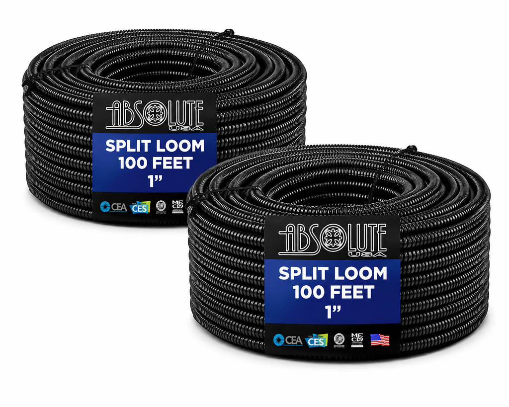 2 Rolls 100 Ft 1" Split Wire Loom Conduit Polyethylene Black Tubing Sleeve Tube