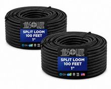 Load image into Gallery viewer, 2 Rolls 100 Ft 1" Split Wire Loom Conduit Polyethylene Black Tubing Sleeve Tube
