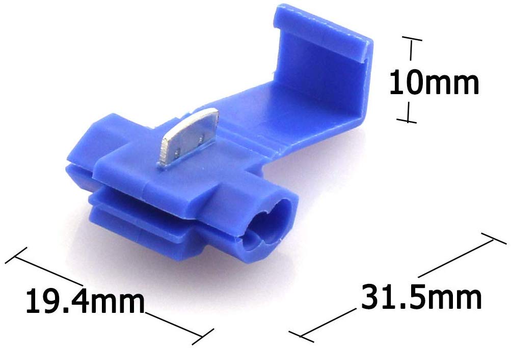 American Terminal  SPL1614B 100pcs 16-14 AWG Lock Quick Splice Wire Terminals Snap Lock Blue 16-14 AWG