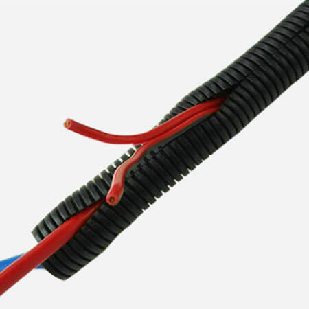 1/2" Polyethylene Split Wire Loom Tubing - Length: 25 Feet - Color: Black