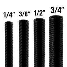 Charger l'image dans la galerie, DC Sound 4-Pack 1/4", 3/8", 1/2", 3/4" x 50 Feet Each Split Wire Loom Convoluted Tubing