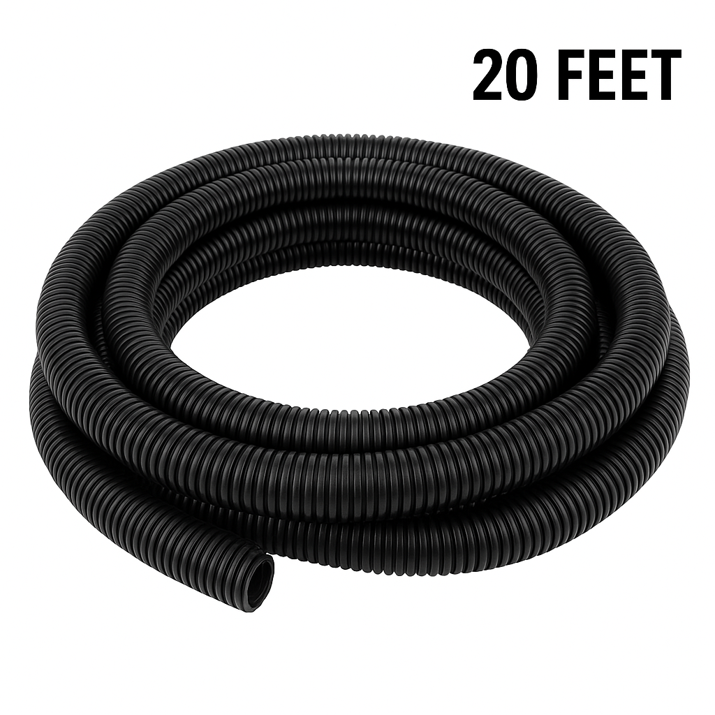 DC Sound 3-Pack 1/4", 3/8", 1/2" x 20 Feet Each Split Wire Loom Convoluted Tubing