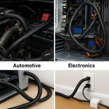 Load image into Gallery viewer, Absolute 4-Pack 1/4", 3/8", 1/2", 3/4" x 25 Feet Each Split Wire Loom Convoluted Tubing