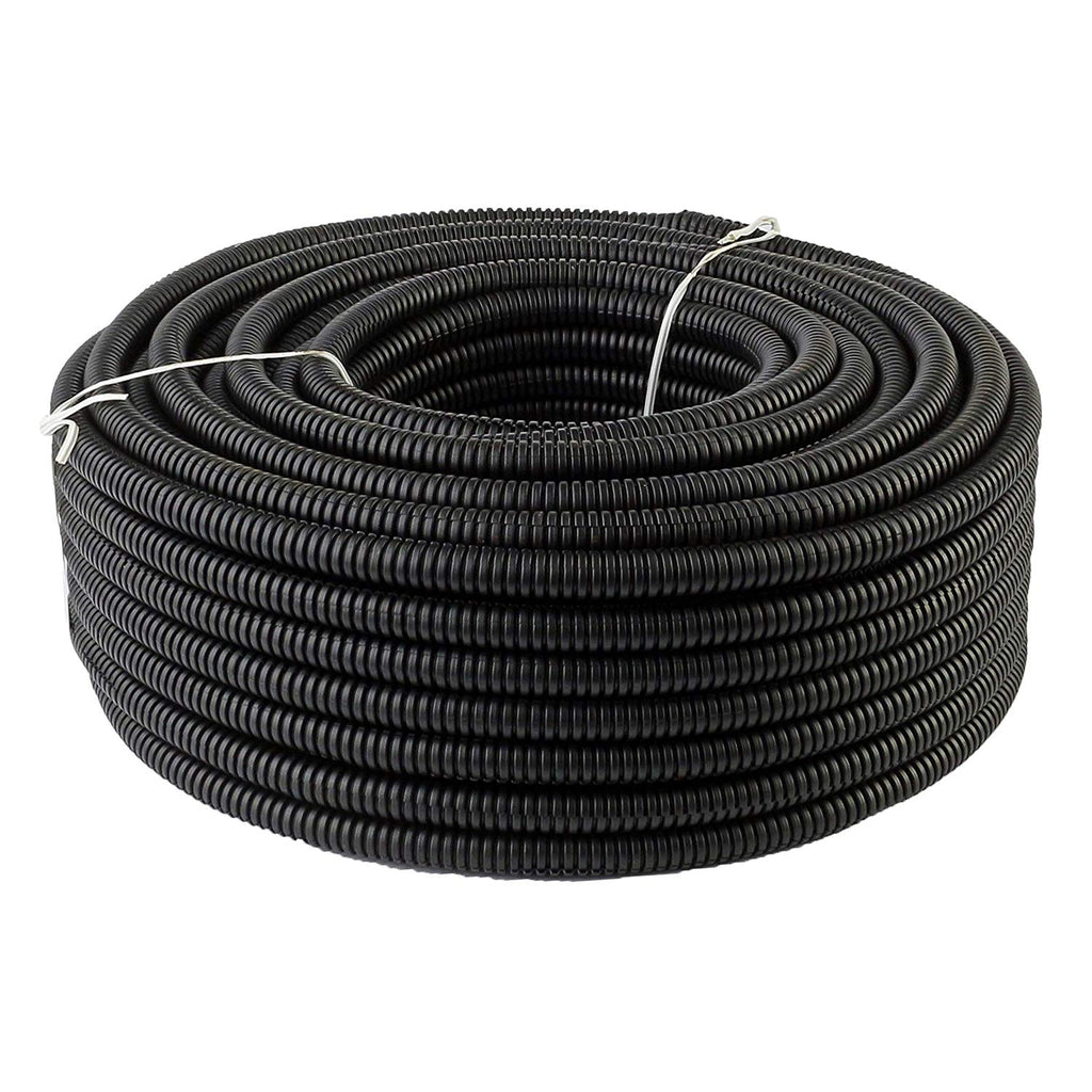 American Terminal 20 Ft. 3/8" Split Wire Loom Conduit Polyethylene Tubing Black Color Sleeve Tube