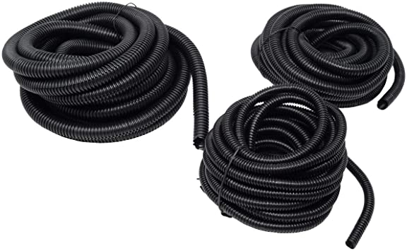 Absolute 3-Pack 1/4", 3/8", 1/2" x 50 Feet Each Split Wire Loom Convoluted Tubing