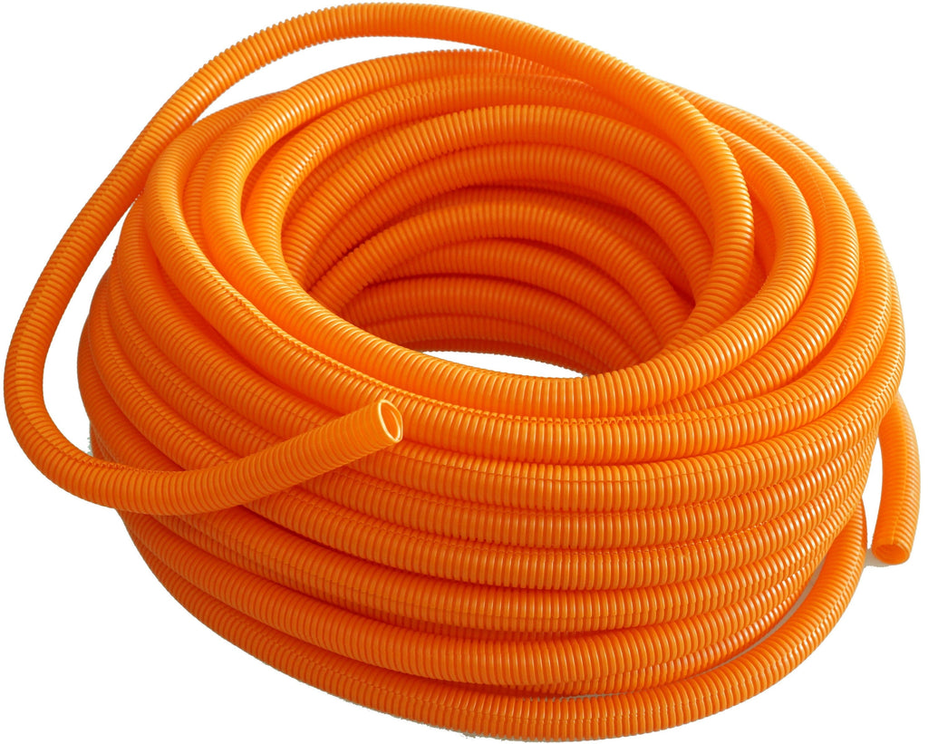 Absolute SLT14-100OR 100' 1/4" 5mm orange split wire loom conduit polyethylene corrugated tubing sleeve tube