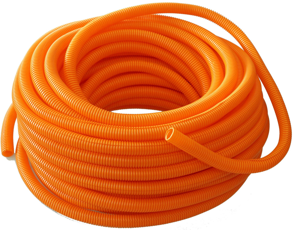 Absolute SLT14-100OR 100' 1/4" 5mm orange split wire loom conduit polyethylene corrugated tubing sleeve tube