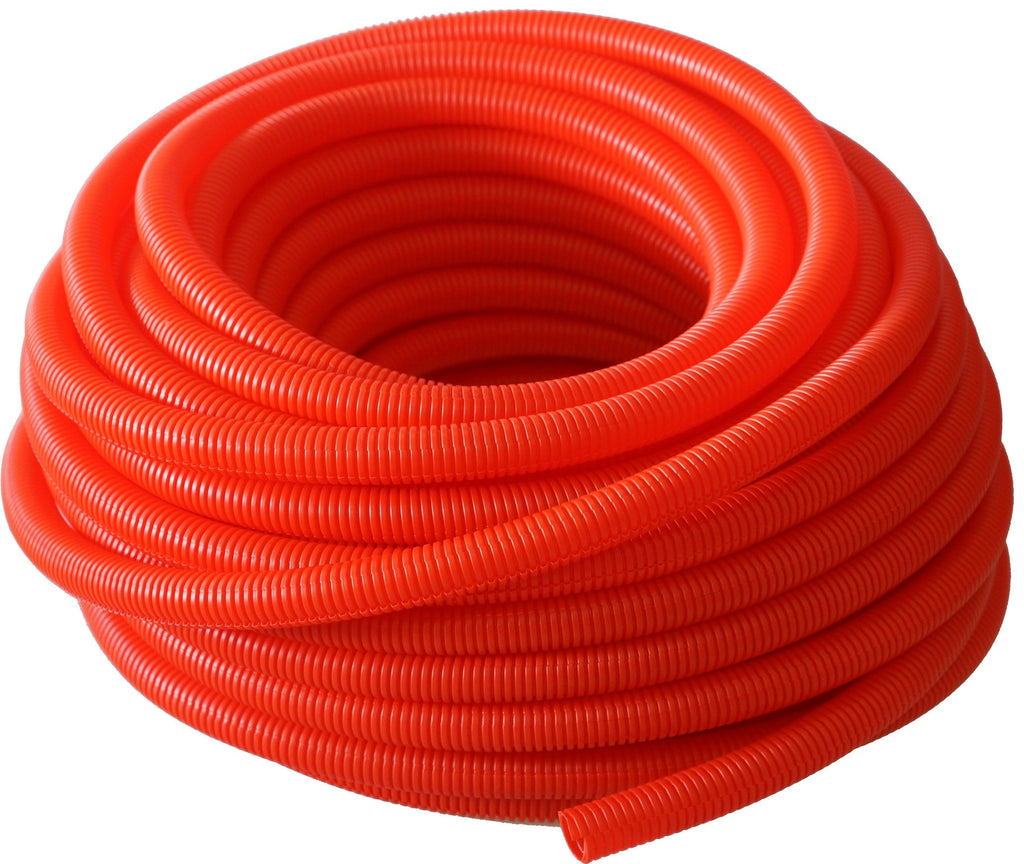 Absolute SLT14-50RD 50' 1/4" 5mm red split wire loom conduit polyethylene corrugated tubing sleeve tube