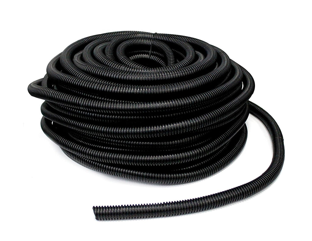American Terminal 100 Ft 1/8" Split Wire Loom Conduit Polyethylene Tubing Black