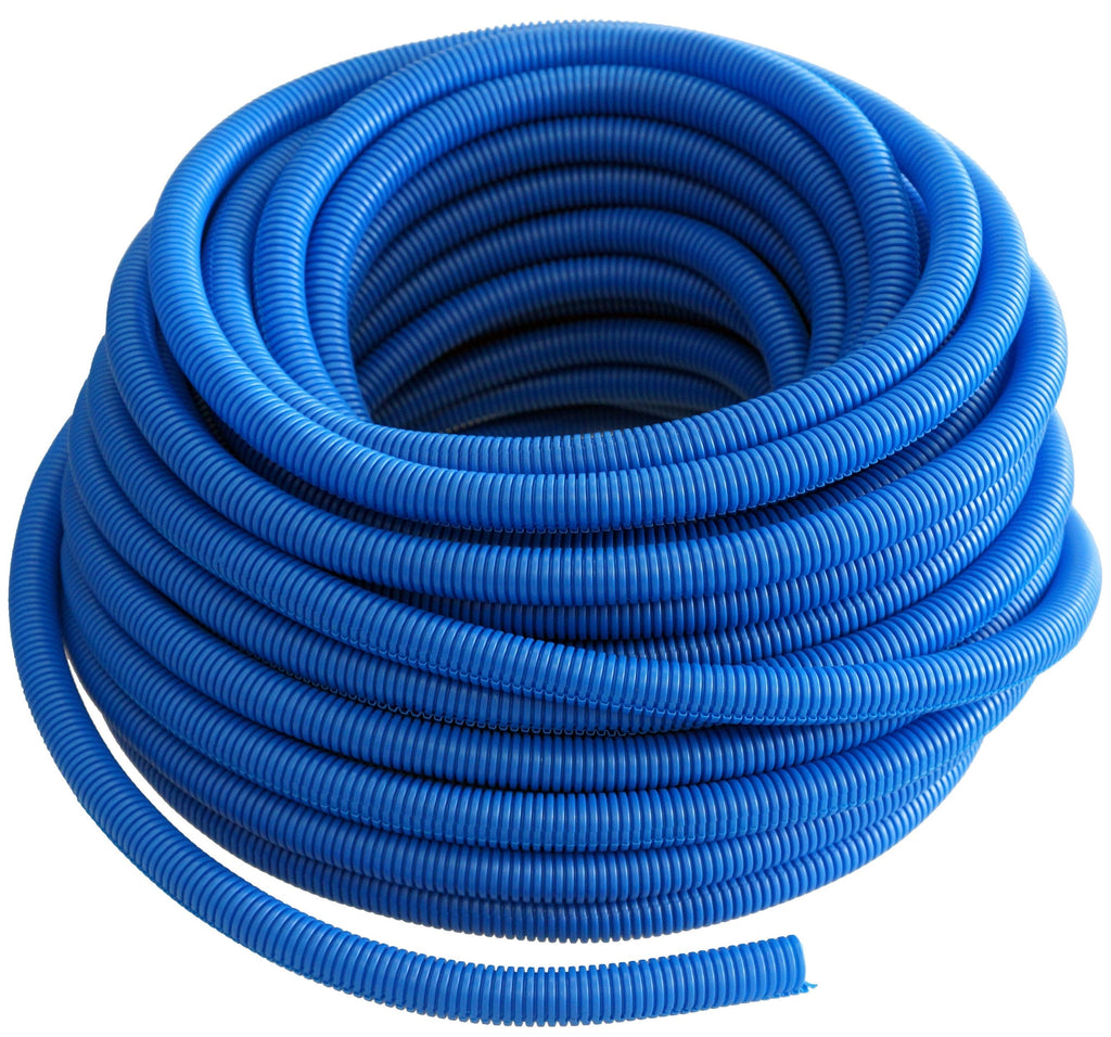 Absolute SLT14-20BL 20' 1/4" 5mm blue split wire loom conduit polyethylene corrugated tubing sleeve tube