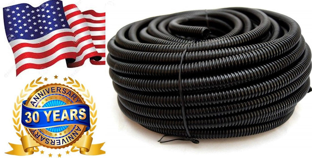 American Terminal ASLT12-100<BR/> 100' 1/2" 10mm Split Wire Loom Conduit Polyethylene Corrugated Tubing Sleeve Tube