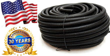 Load image into Gallery viewer, 100 FT 3/8" BLACK SPLIT WIRE LOOM POLYETHYLENE TUBING CABLE CONDUIT