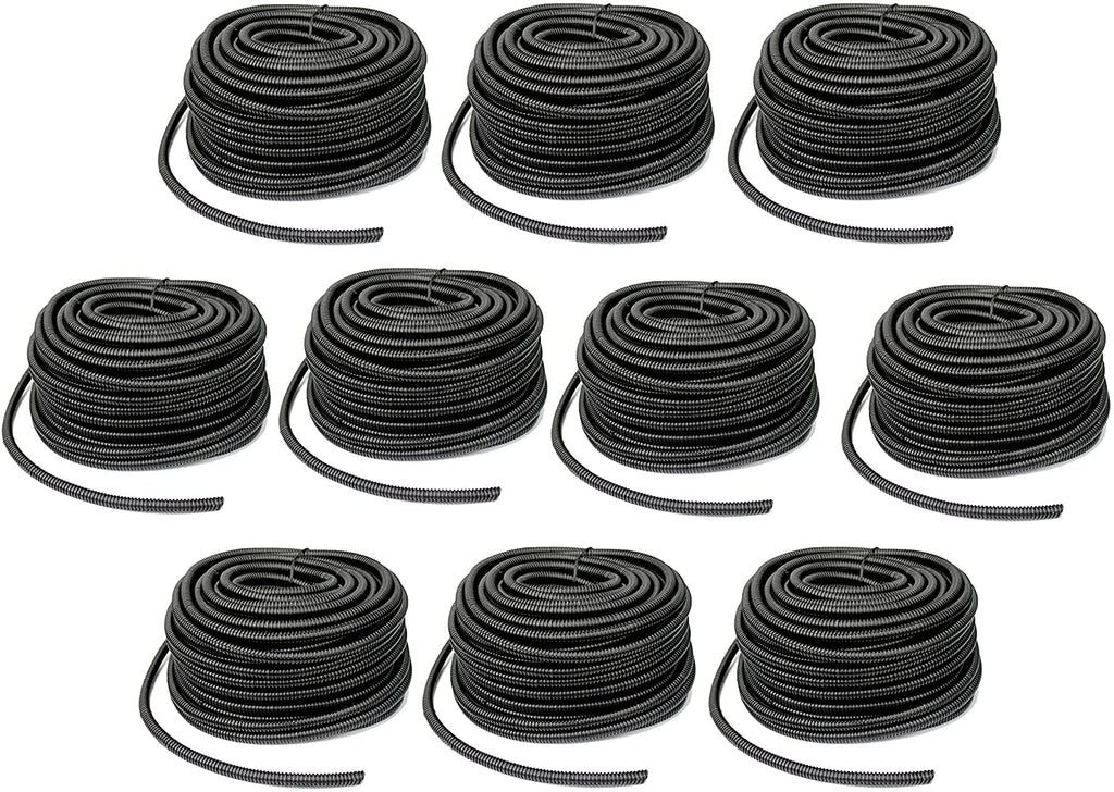 10 x 100 FT 3/8" Black Split Wire Loom Polyethylene Tubing Cable Conduit