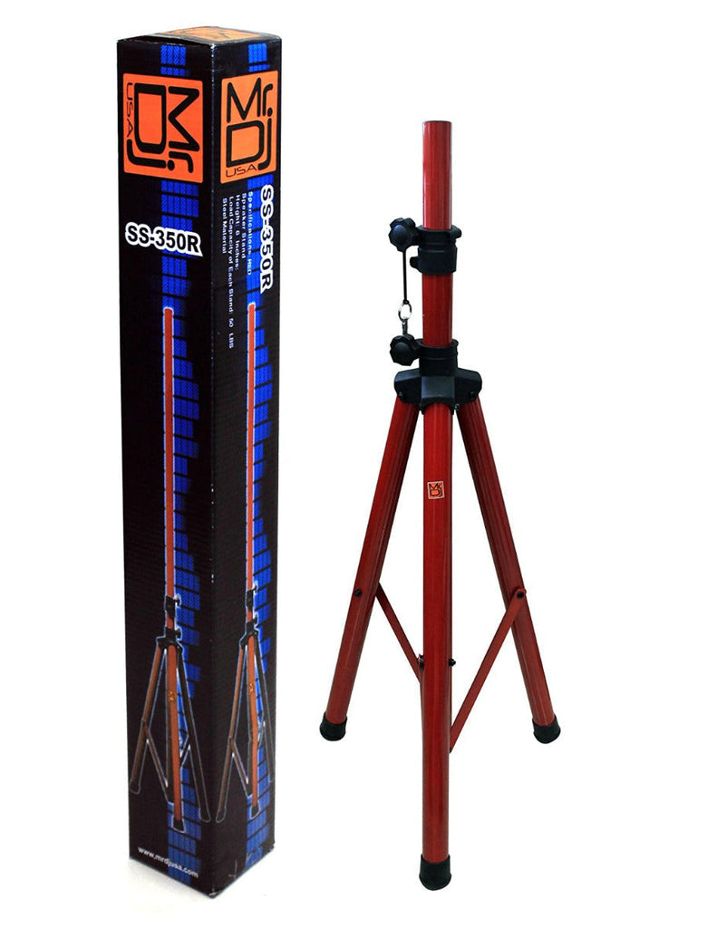 MR DJ SS350R Speaker Stand <br/> Universal Red Heavy Duty Folding Tripod PRO PA DJ Home On Stage Speaker Stand Mount Holder