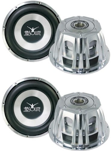 2 x Absolute ST-1500 2000W 10" Dual 4-Ohm Car Subwoofer + 8 Gauge Amp Kit