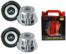 Charger l&#39;image dans la galerie, 2 x Absolute ST-1500 2000W 10&quot; Dual 4-Ohm Car Subwoofer + 8 Gauge Amp Kit