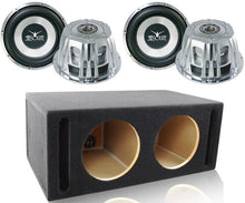 Charger l&#39;image dans la galerie, Absolute ST-1500 2000 Watt 10&quot; Car Subwoofer + Double Ported Enclosure Box + 8 Gauge Amp Kit