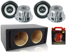 Charger l&#39;image dans la galerie, Absolute ST-1500 2000 Watt 10&quot; Car Subwoofer + Double Ported Enclosure Box + 8 Gauge Amp Kit