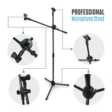 Load image into Gallery viewer, MR DJ MS-300 Universal Adjustable Tripod Microphone Stands Adjustable Boom Stage with Mic Holder Clips
