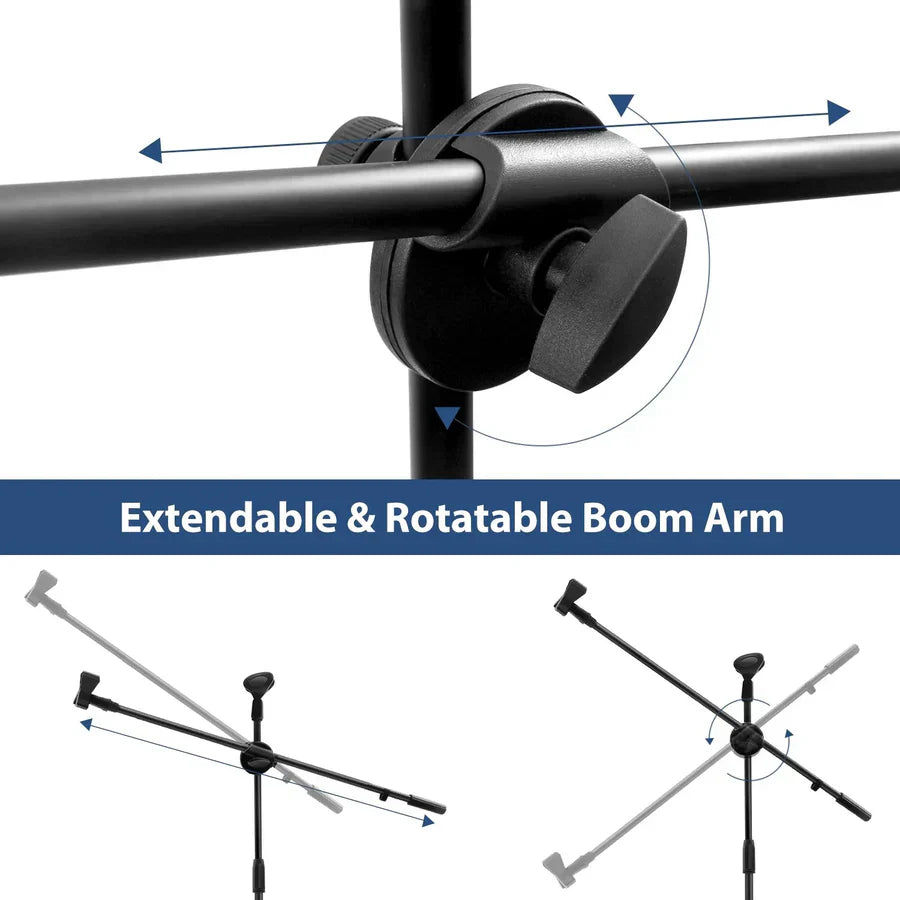 MR DJ MS300 Universal Adjustable Tripod Microphone Stands Adjustable Boom Stage with Mic Holder Clips