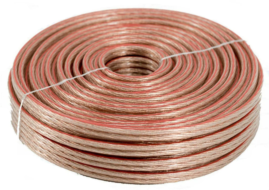 25' Ft 10 Gauge Clear Stranded 2 Conductor Speaker Wire Car Home Audio Cable