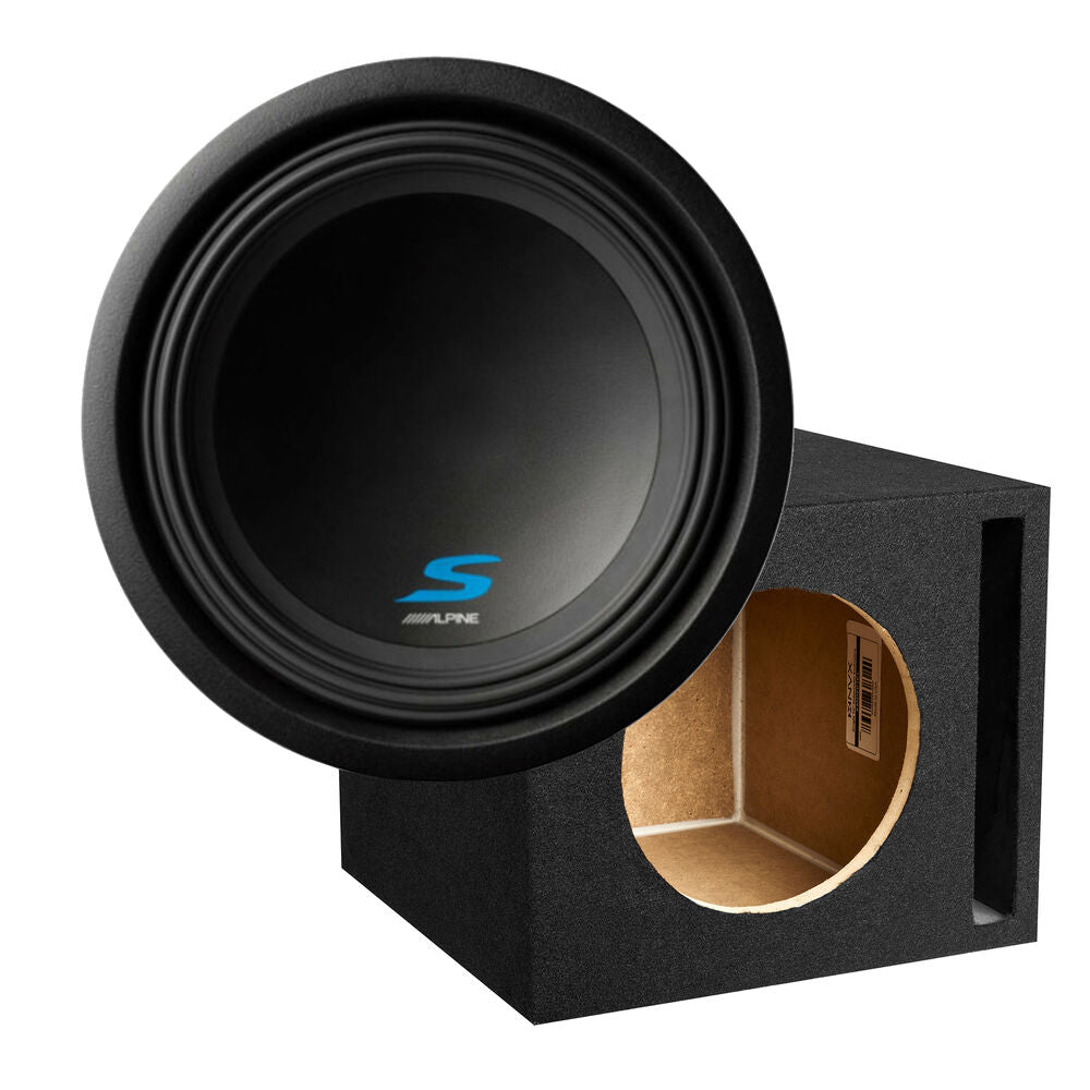 Alpine S-W10D2 Car Subwoofer 1800W 10" Dual 2 Ohm Car Subwoofer with Ported Box