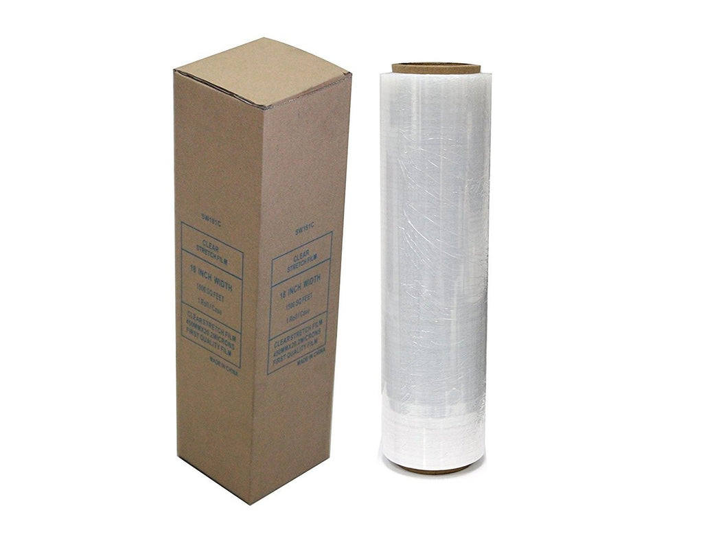 Absolute USA Single Original Roll Clear Plastic Film Pallet Shrink Wrap 18" x 1500 sq. ft. (SW181C)