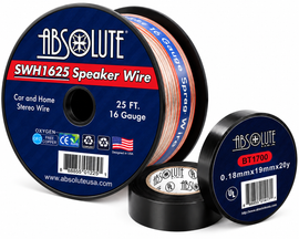 Absolute SWH1625 16 Gauge 25 Feet Clear Speaker Wire + 3/4