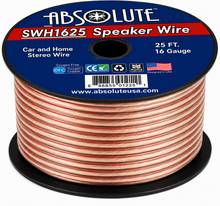 Load image into Gallery viewer, Absolute SWH1625 16 Gauge 25 Feet Clear Speaker Wire + 3/4" x 60' FT Black Electrical Tape