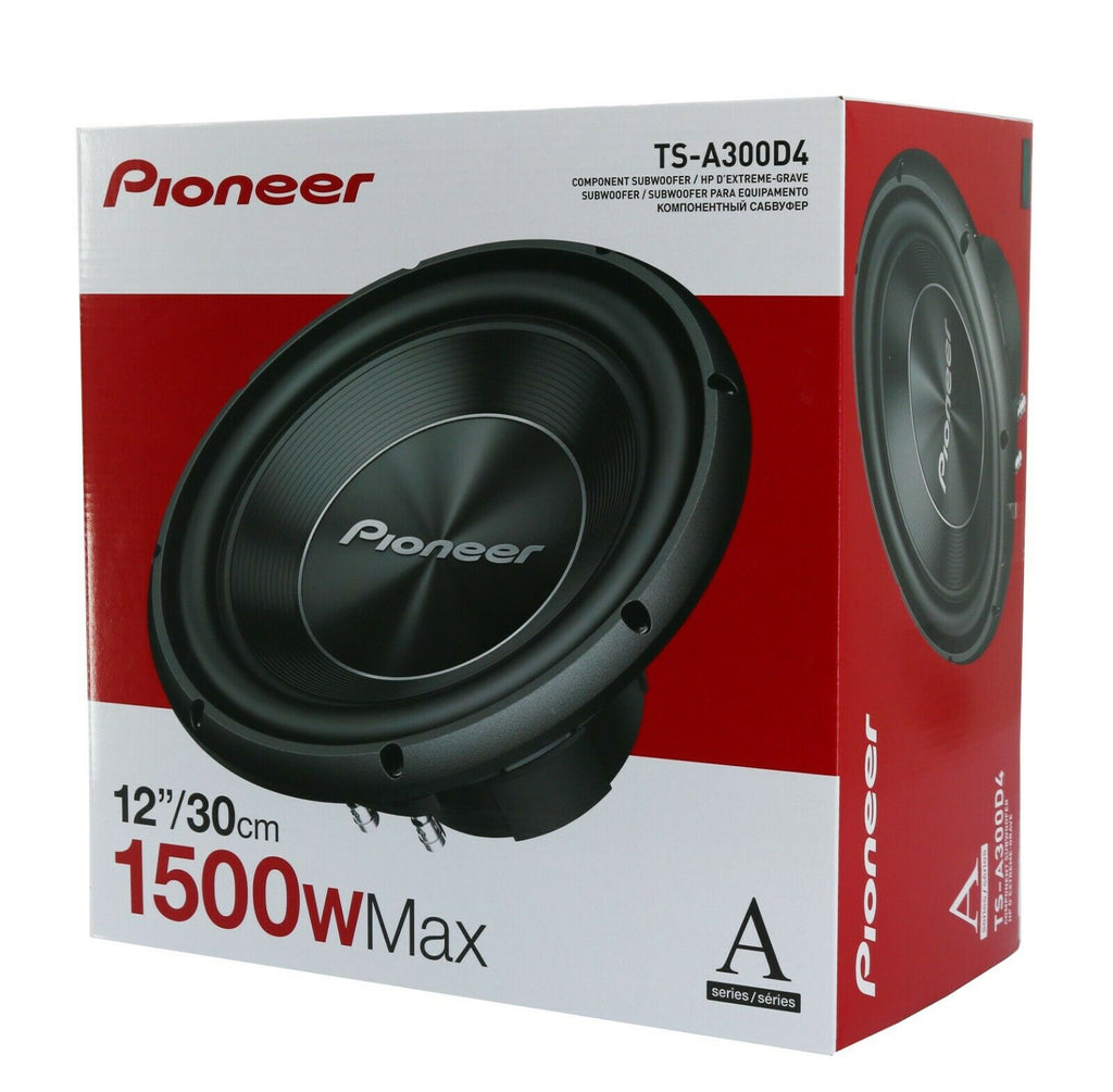 Pair of Pioneer TS-A300D4 12” Dual 4 Ohms Voice Coil Subwoofer - 1500 Watts with Phone Holder Magnet