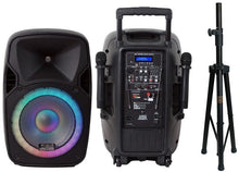 Load image into Gallery viewer, USPROBAT15 15&quot; Speaker PA System Wireless Mic Bluetooth Rechargeable + Stand