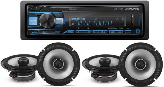 Alpine UTE-73BT In-Dash Digital Media Receiver Bluetooth & 2 Pair S2-S65 6.5" 480 Watts Coaxial Car Speakers