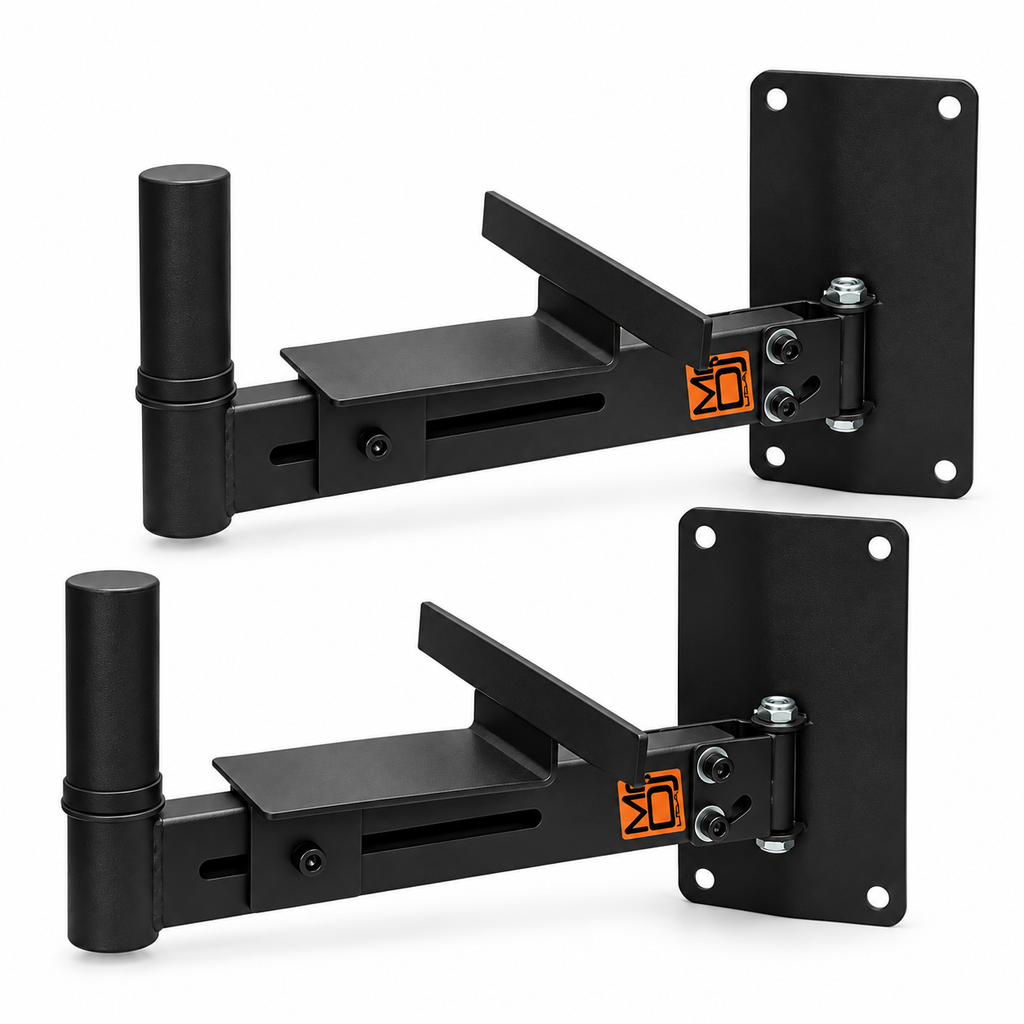 2 MR DJ WM650 Universal Adjustable Wall Mounting Speaker Bracket Pole & stabilizer bracket