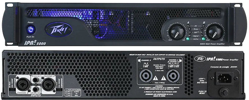 Peavey IPR2 5000 2-Channel Lightweight 5000W Power Amplifier +PVI100XLR Mic+2 Speaker Cables