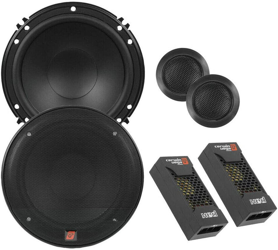 Cerwin Vega CVP1600.4D 1600W Amp + XED650C Component + XED-62 6.5" Speakers