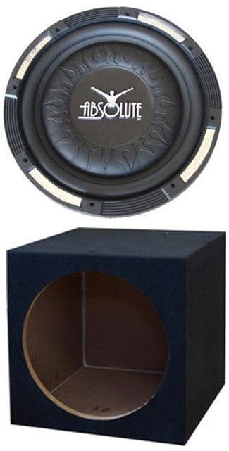 2 Absolute XS-1000 10" 1500 Watts Single Slim Shallow Subwoofer + Doubled Sealed Enclosure Box